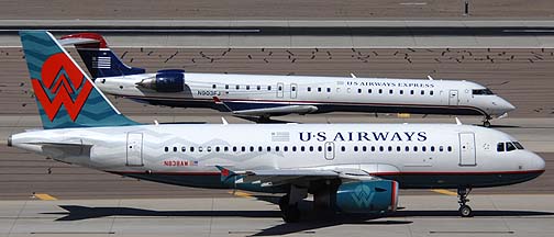 US Airways Airbus A319-132 N838AW America West heritage, March 16, 2011
